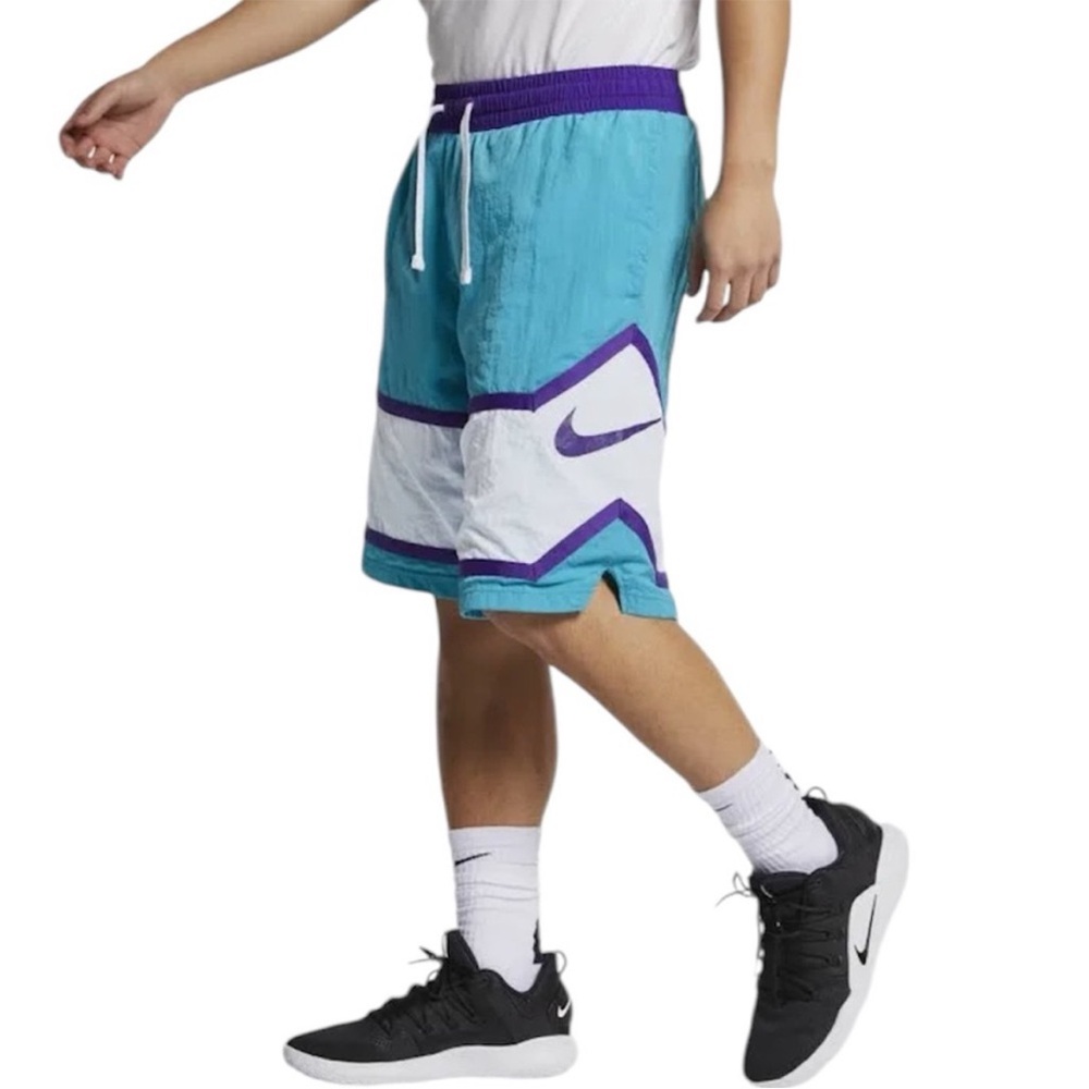 Nike Men’s Vibrant Teal & Purple Throwback Retro Basketball Shorts - Picture 3 of 7